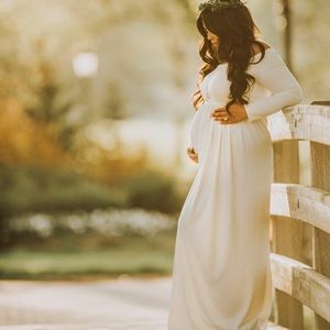 Off the shoulder maternity gown